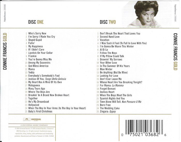 Connie Francis  Gold : Back